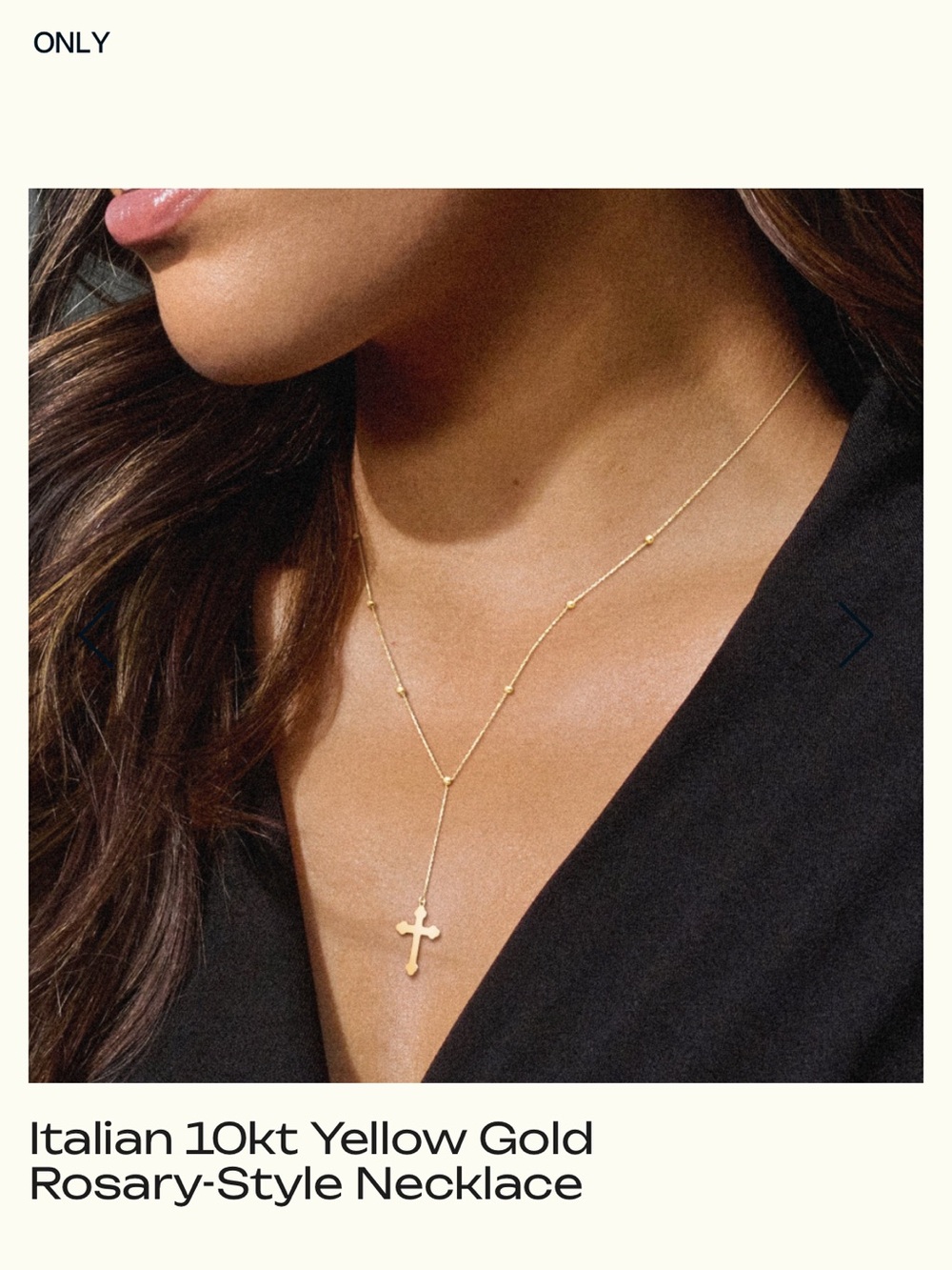 Ross-Simons 10k Solid Yellow Gold Rosary-Style Cross Y-Necklace